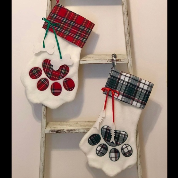NWOT Paw Print Christmas Stockings - Picture 1 of 8